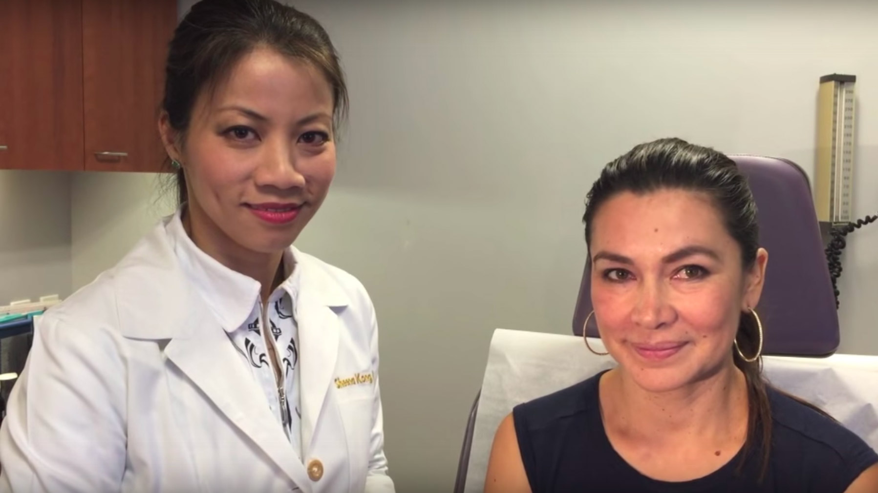 Dr. Sheena kong with patient while talking about voluma in video